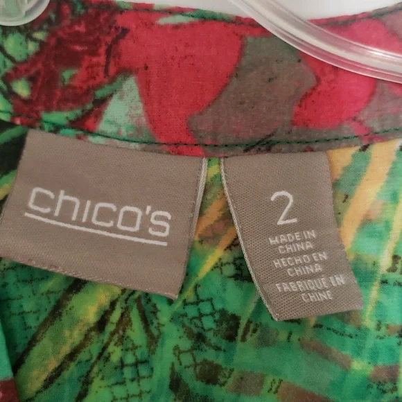 Chico's 3/4 Sleeve Top Semi Sheer Floral Print with Front Tie Waist Detail - Picture 10 of 12